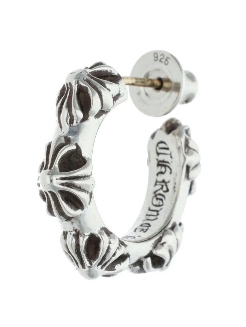 Chrome Hearts Hoop Cross Sml Band Silver Earrings